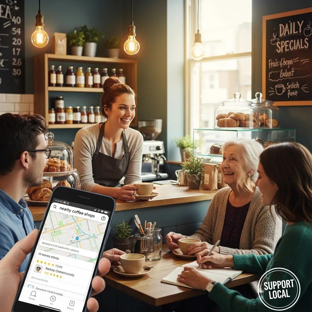 Local business owner engaging with customers while utilizing local SEO strategies